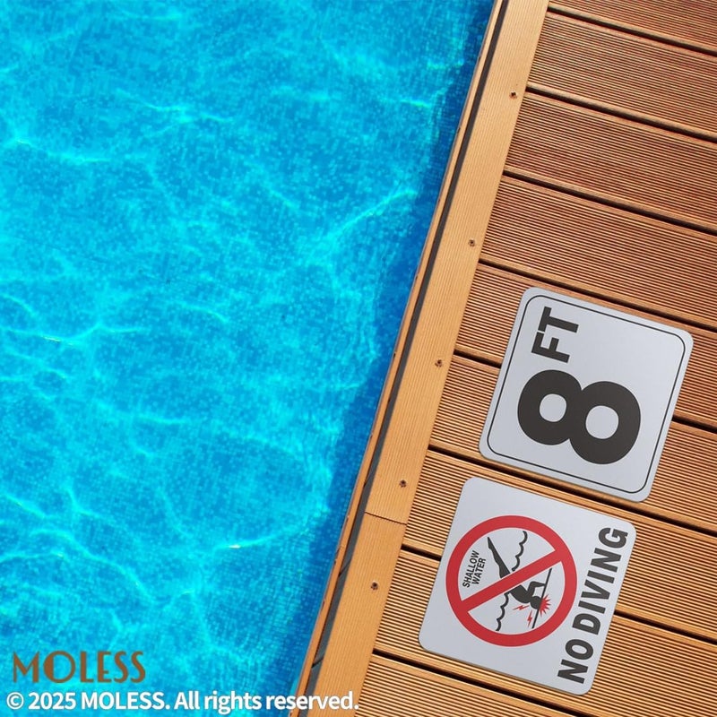 MOLESS 8FT Pool Depth Marker Stickers – 6x6″ Anti-Slip Vinyl Tile Stickers for Swimming Pool Safety Signs, Adhesive Pool Depth Markers for Decks, 8 FT (1 Pack) - Image 3